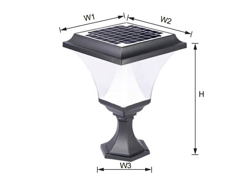 solar pillar light size