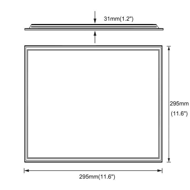 led panel lightung back lit size